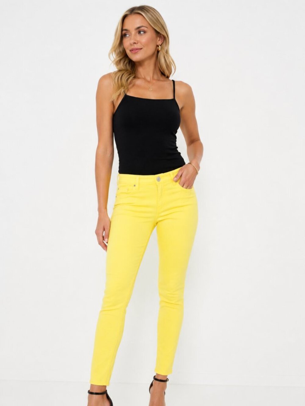 David Kahn Size 28 Electric Yellow Nikki Ankle Power Stretch Jeans NWT